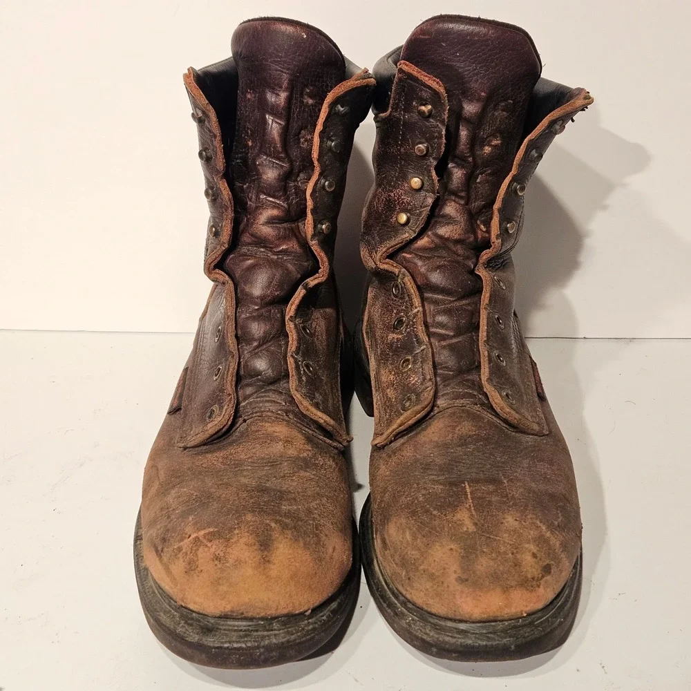 Red Wing 608 Work Boots Mens 13 Brown Leather 8 Inch Soft Toe EH Made in USA